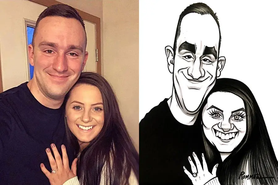 Gift Caricature Of A Family From Photo